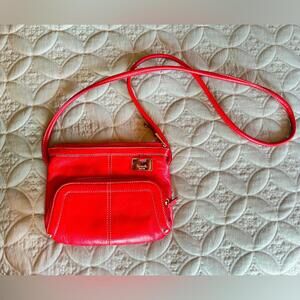 Tignanello Red Leather Crossbody Bag